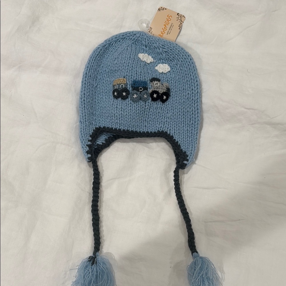 Blue Knit Train Beanie for Kids